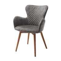 Armlehnstuhl Sarander Lichtgrau Echtholz-Beine - Wildeiche/Hellgrau, Basics, Holz/Textil (62/87/65cm) - MID.YOU