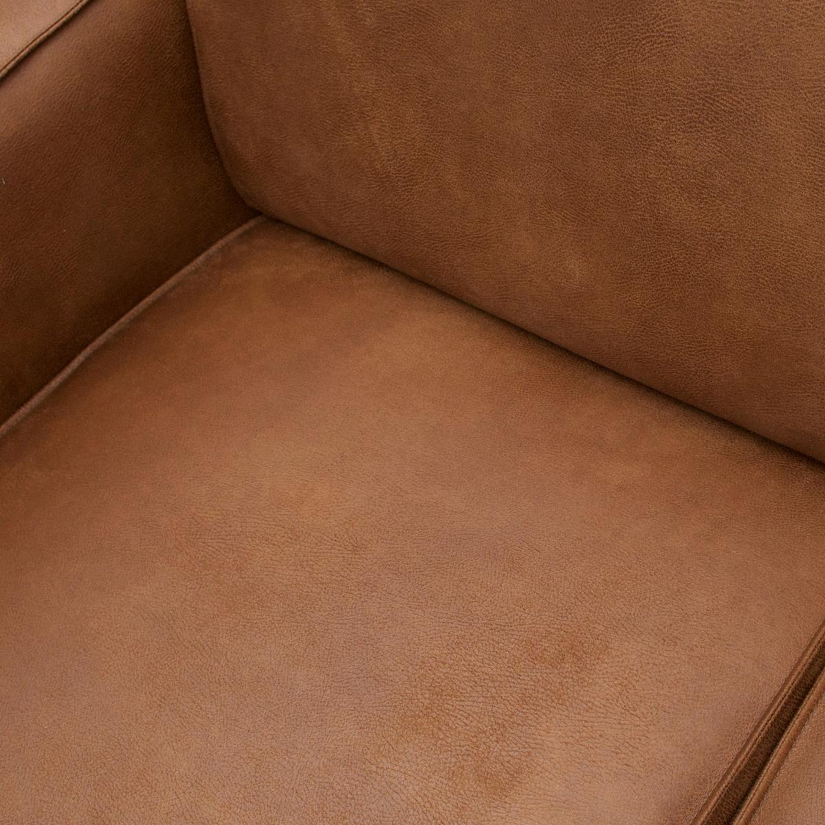 ECKSOFA Statement Cognac S: 210x274cm - Cognac/Schwarz, Design, Leder/Textil (210/274cm) - Livetastic