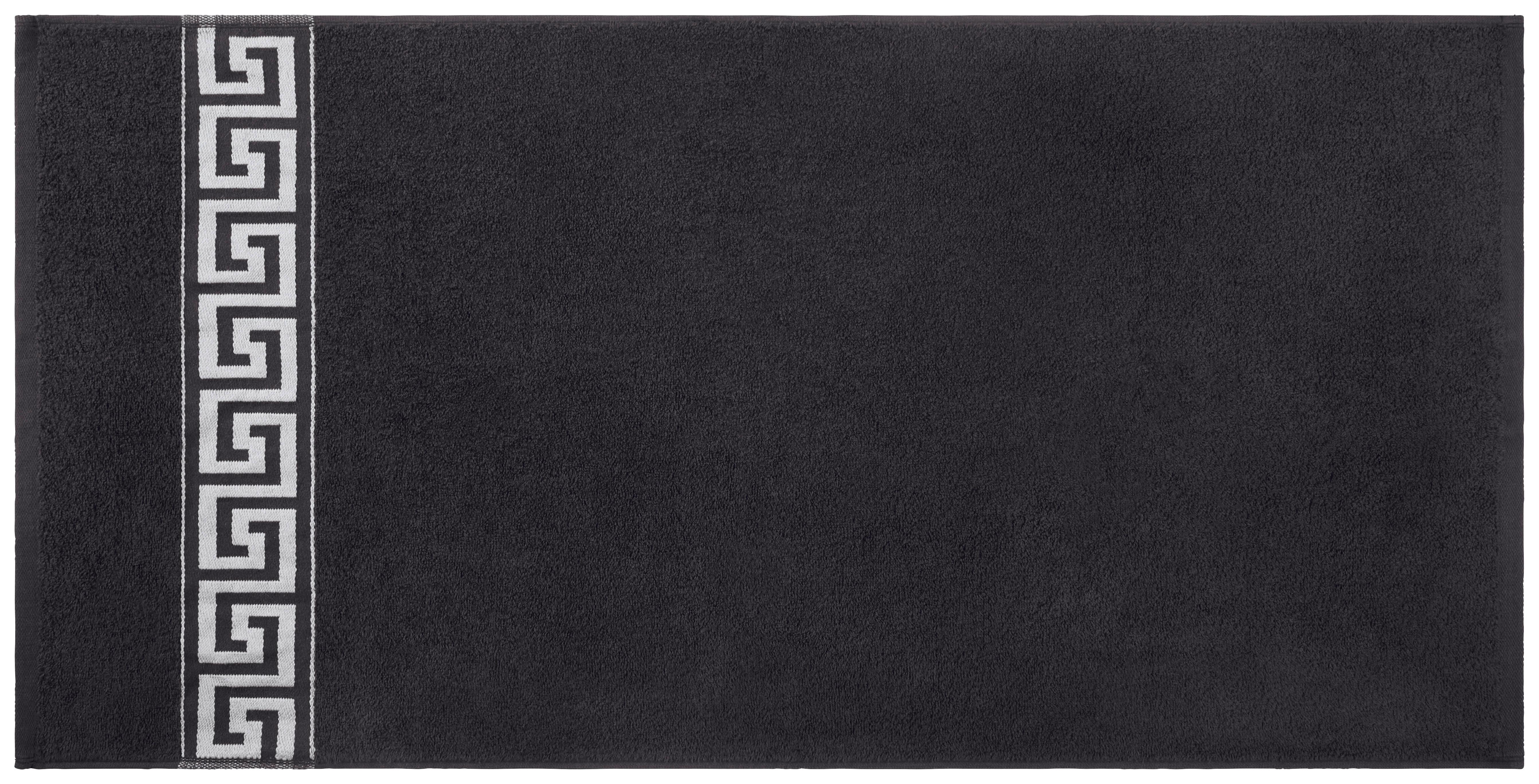 Duschtuch Mäander 70x140 cm Schwarz - Schwarz, ROMANTIK / LANDHAUS, Textil (70/140cm) - James Wood