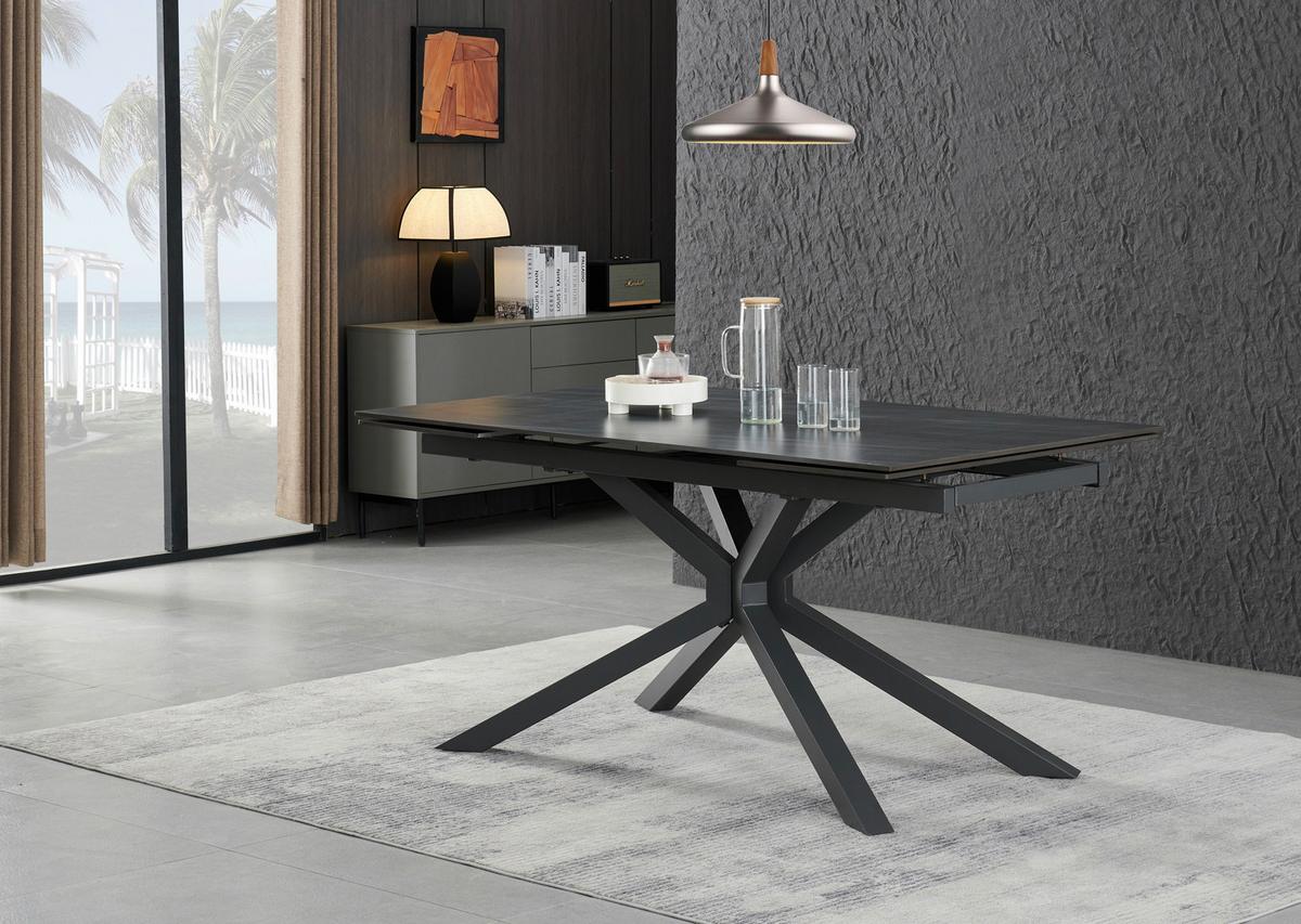 Ausziehtisch Lorenzo Keramik Dunkelgrau B:160-240cm - Dunkelgrau/Grau, KONVENTIONELL, Keramik/Metall (160-240/75/90cm) - MID.YOU