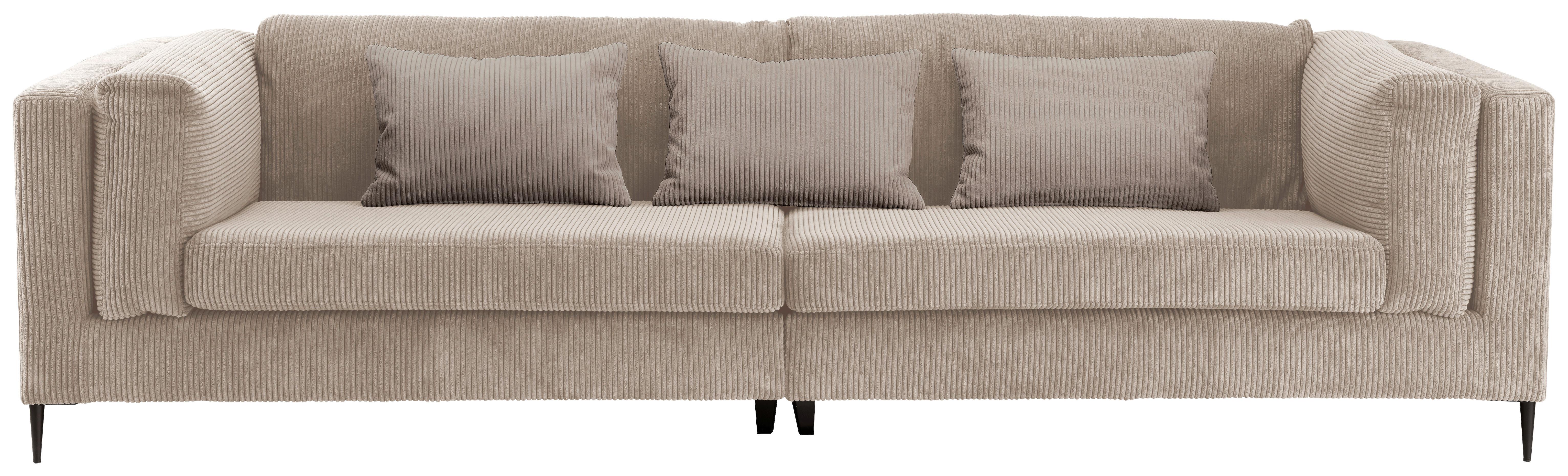 4-Sitzer-Sofa Roma Beige Kord - Beige/Schwarz, Design, Textil (306/83/113cm) - Livetastic