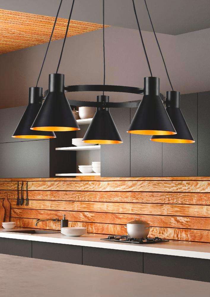 Pendelleuchte 35-71163 More - Goldfarben/Schwarz, Design, Metall (65/65/100cm)