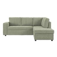 Ecksofa mit Schlaffunktion Toulouse Cord kaki, 224x206cm - Khaki/Schwarz, Trend, Holz/Holzwerkstoff (224/206cm)
