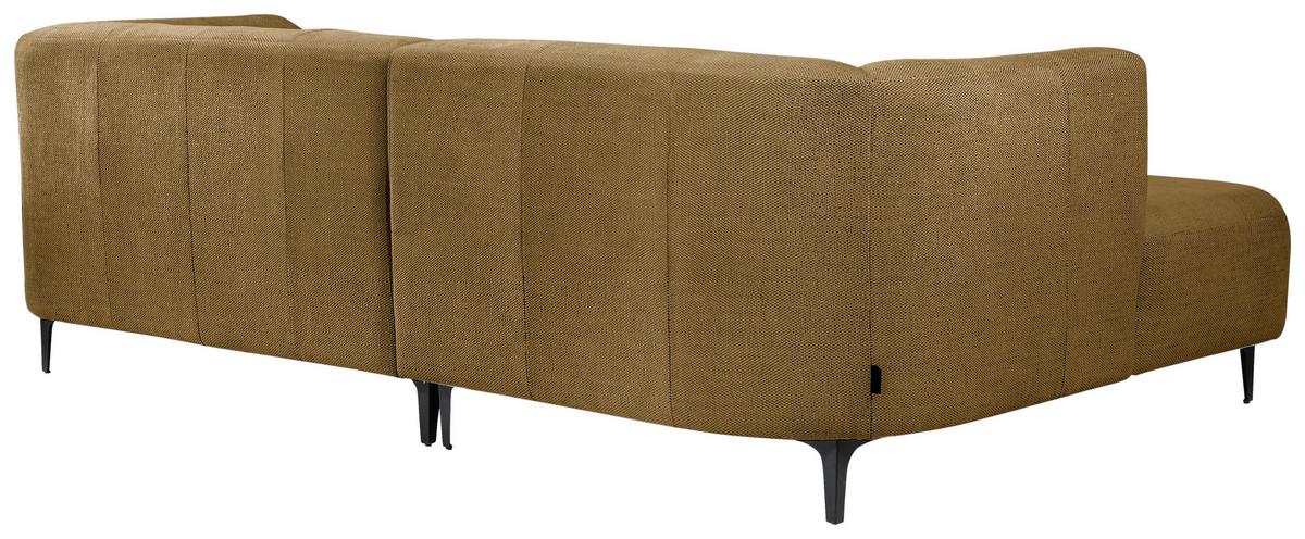 Ecksofa Lou Goldfarben/Schwarz, 158 cm - Goldfarben/Schwarz, Design, Textil (158/247cm) - MID.YOU