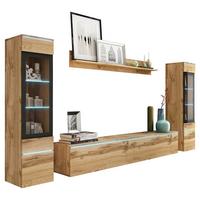 Wohnwand Vera II 4-teilig Eiche Dekor B: 240cm - Eiche Wotan/Grau, LIFESTYLE, Glas/Holzwerkstoff (240/130/33cm) - P & B
