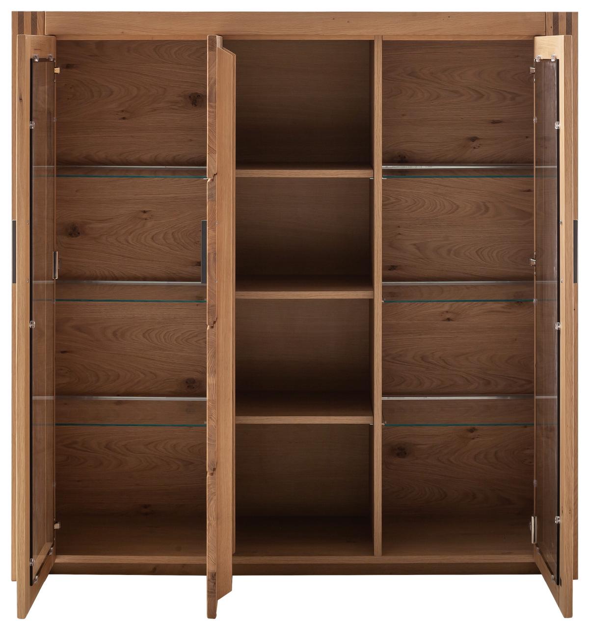 Highboard Prag - Eichefarben, Design, Glas/Holz (137/139/37cm)