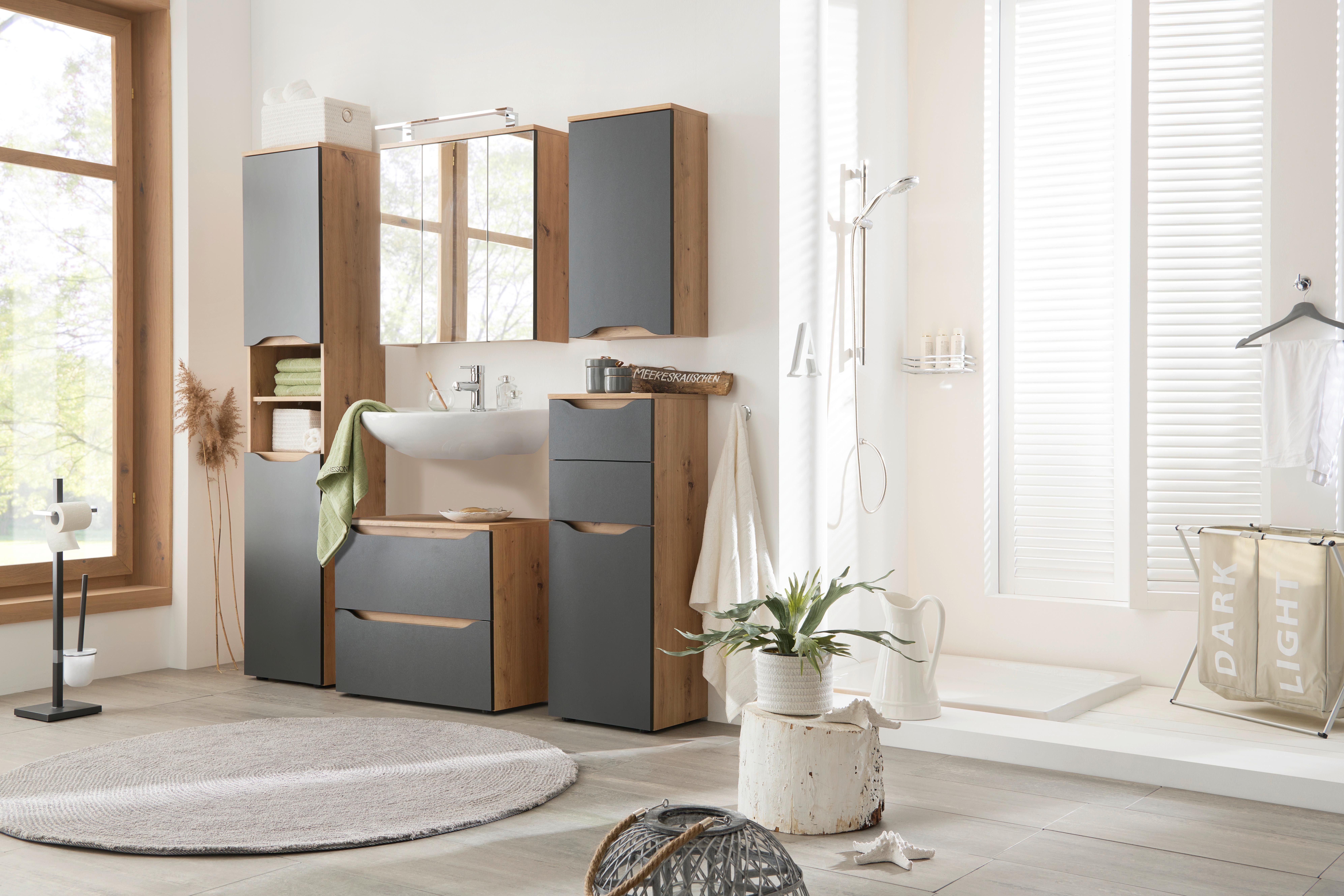Hängeschrank Giga B: 40 cm, Anthrazit/Eiche Dekor - Eichefarben/Anthrazit, MODERN, Holzwerkstoff (40/70/20cm)