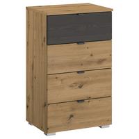 Kommode 47 cm Apollon Eiche Artisan/Schwarz - Alufarben/Schwarz, MODERN, Holzwerkstoff (47/81/42cm) - Rauch Möbel