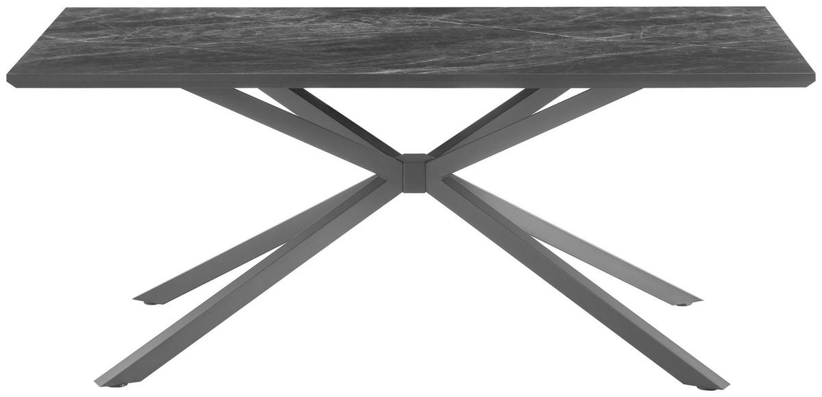 Esstisch James 180 Melamin dunkelgrau, B:180cm - Dunkelgrau/Schwarz, Trend, Holzwerkstoff/Metall (180/90/76cm)