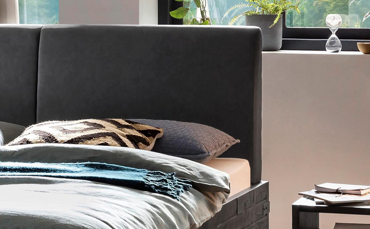 Bett Ezzino Grau/anthrazit B: 140x200 Cm - Anthrazit/Grau, MODERN, Holz/Textil (140/200cm) - Hasena