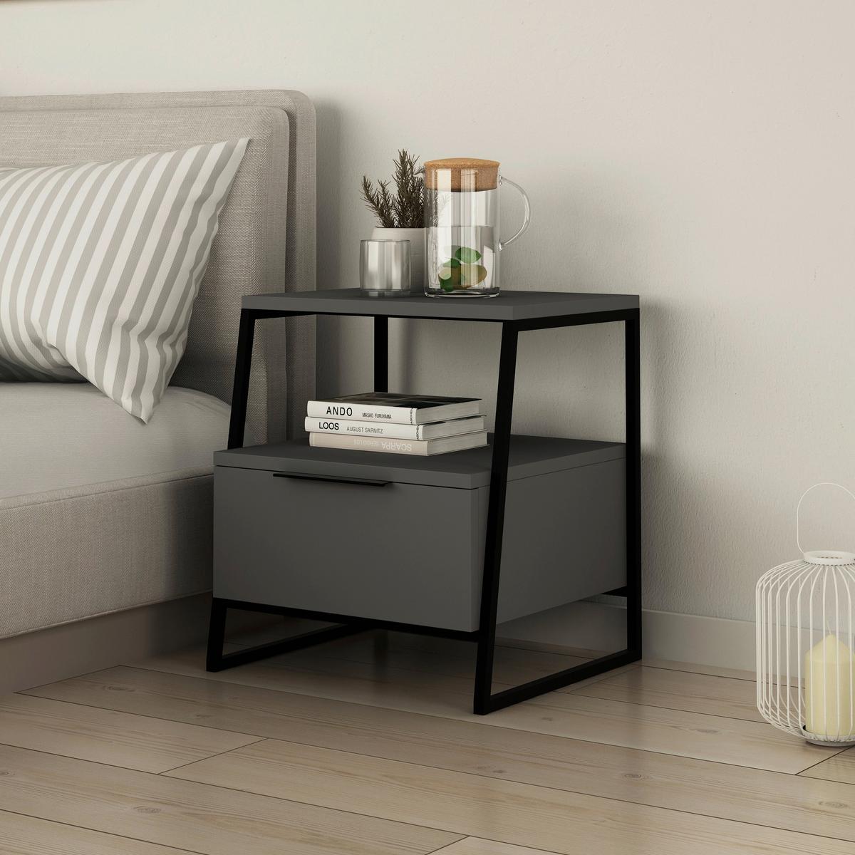 Beistelltisch Pal Beistelltisch - Anthrazit, Design, Holzwerkstoff (45/40/50cm) - Livetastic