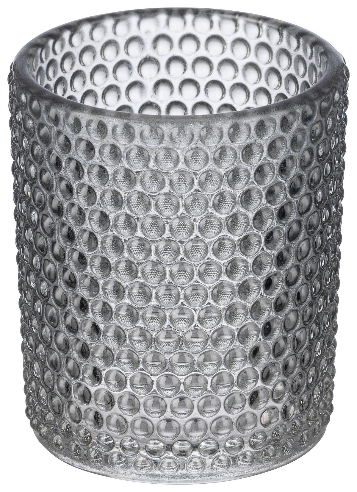 TEELICHTGLAS Nathalie - Hellgrau/Schwarz, KONVENTIONELL, Glas (5,4/6,4cm) - Luca Bessoni