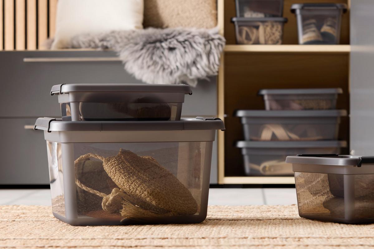 ÚLOŽNÝ BOX BLACKY - CA. 4,5L - priehľadné/čierna, Modern, plast (19/28/14cm) - Mömax