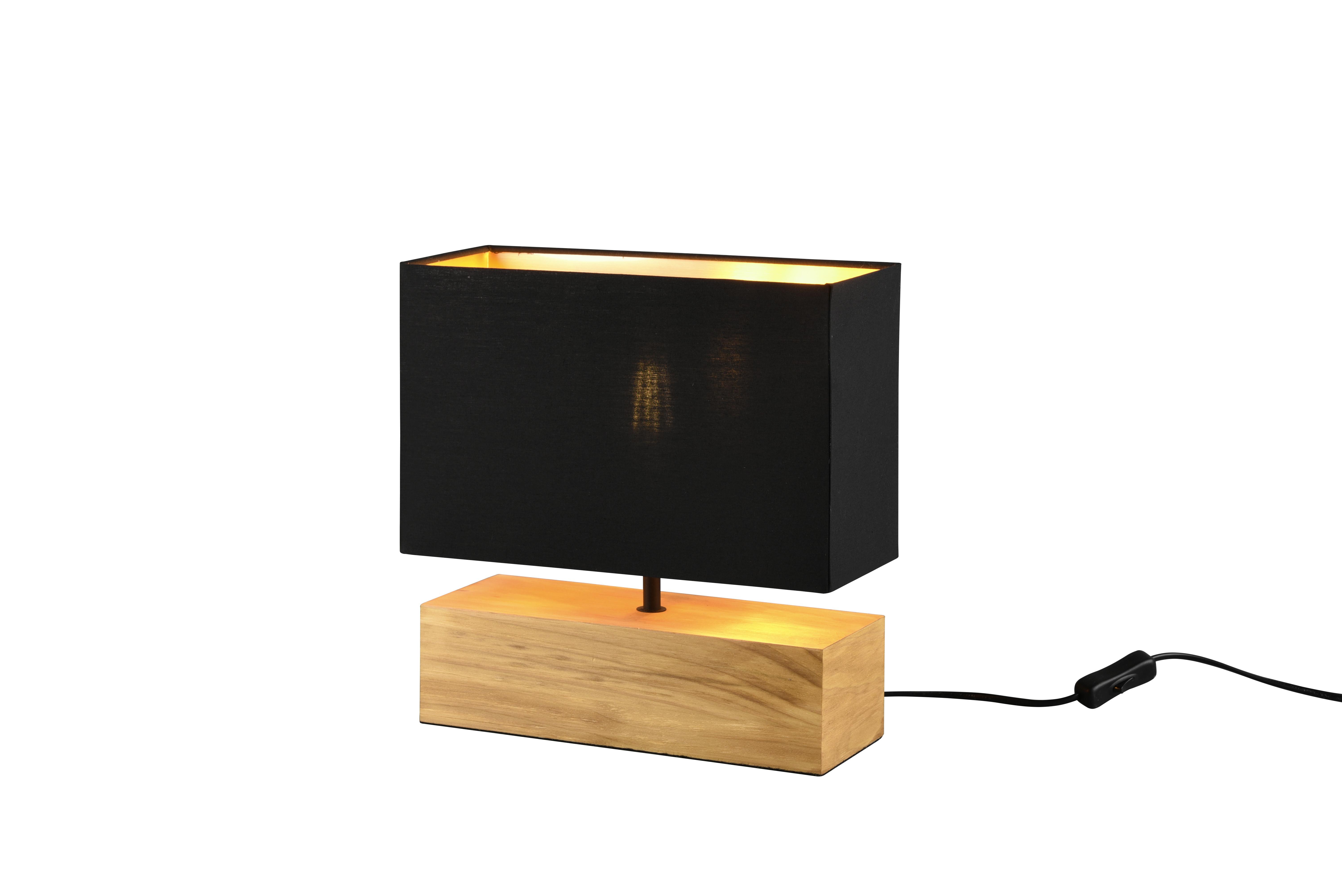Tischlampe Woody Braun/ Schwarz/goldfarben - Goldfarben/Schwarz, Natur, Holz (30/12/30,5cm)