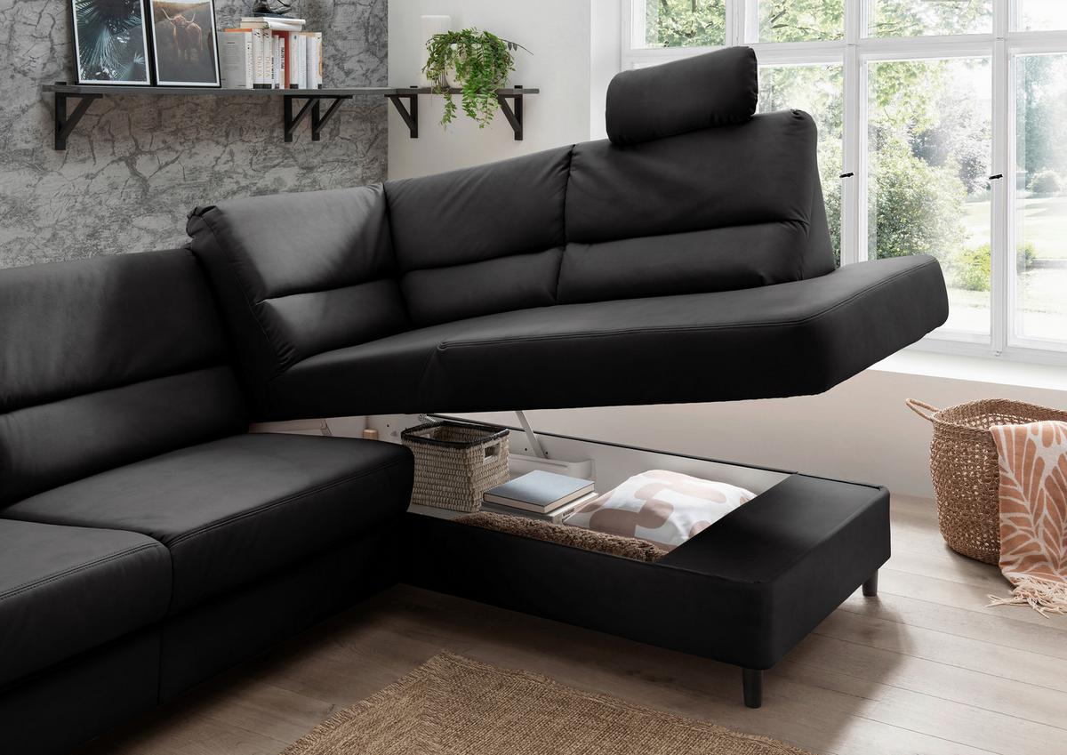 Ecksofa Cavoli, Schwarz S: 266x190 cm - Schwarz, MODERN, Textil (266/190cm) - Livetastic