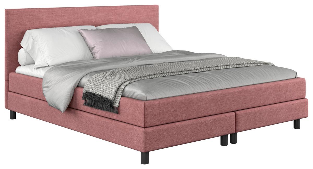 Boxbett mit Topper Andorra 160x200 cm Rosa - Schwarz/Rosa, MODERN, Holzwerkstoff/Textil (160/200cm) - MID.YOU