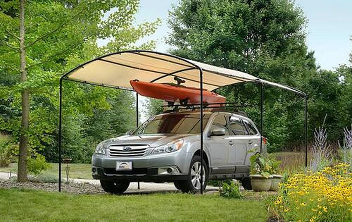 Carport Unterstand Sand Schwarz/beige, 270 Cm - Beige/Schwarz, Basics, Kunststoff/Metall (270/240/490cm)