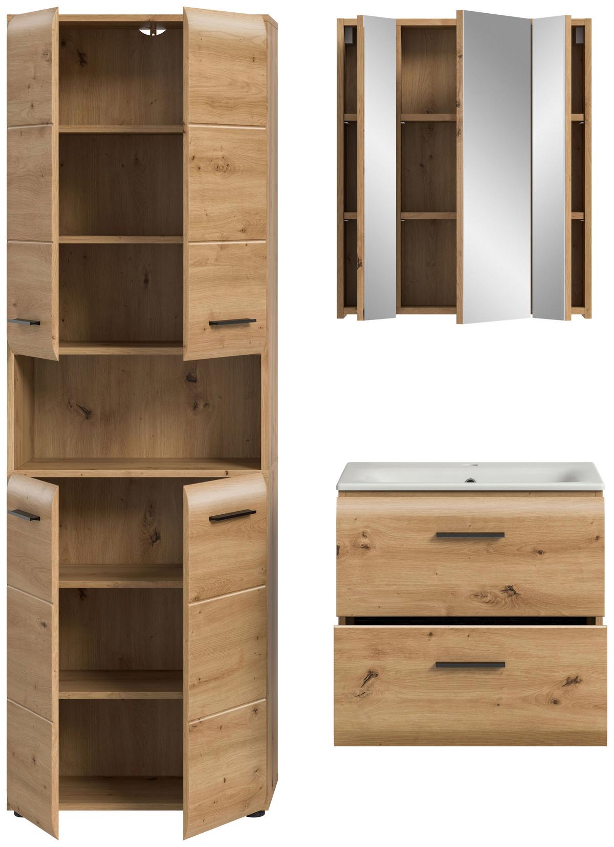 Badezimmer Ice Eiche Artisan Dekor B: 120cm - Schwarz/Eiche Artisan, Basics, Keramik/Holzwerkstoff (120cm) - MID.YOU