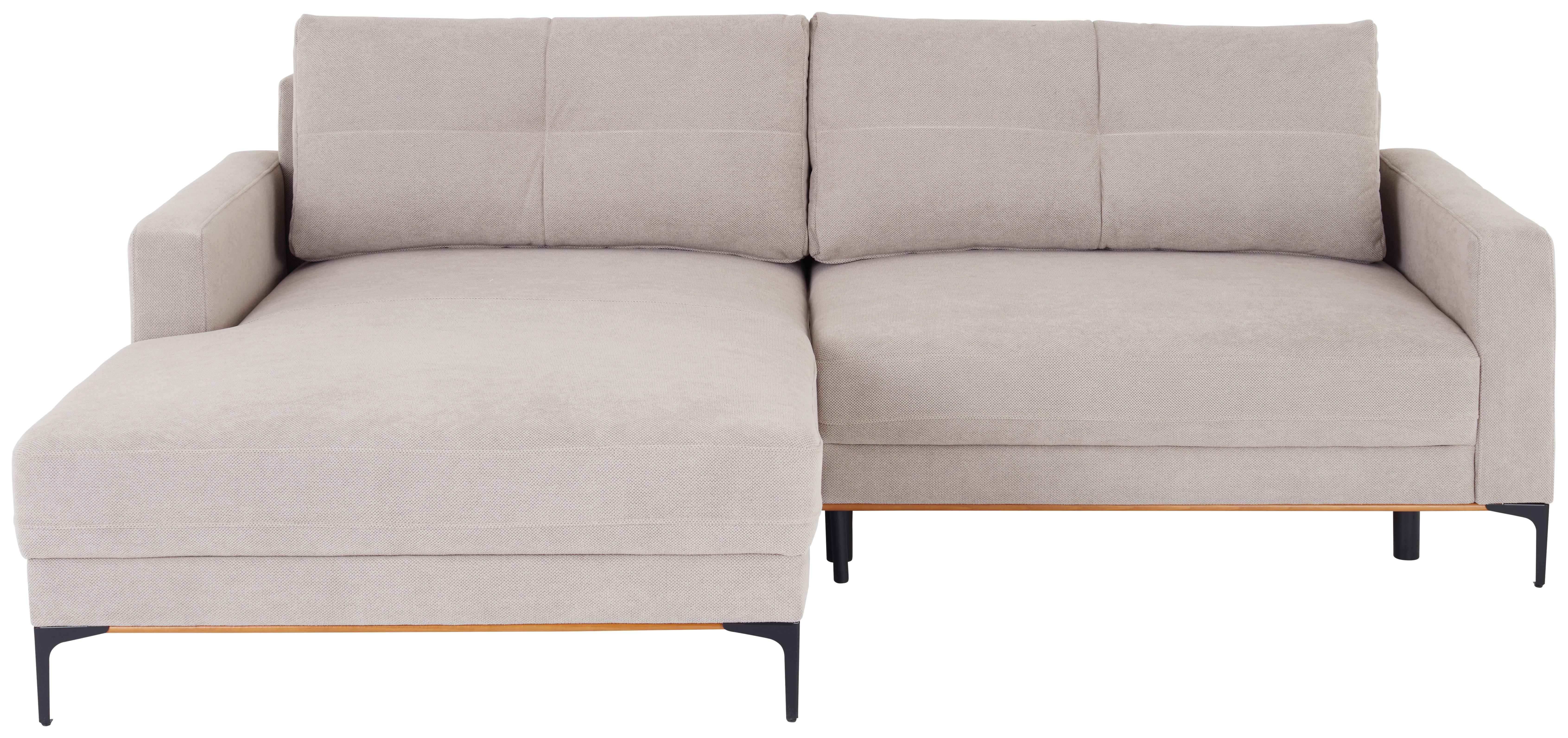 Ecksofa mit Schlaffunktion Bergamo Lattefarben - Beige/Schwarz, MODERN, Textil (162/238cm) - Ondega