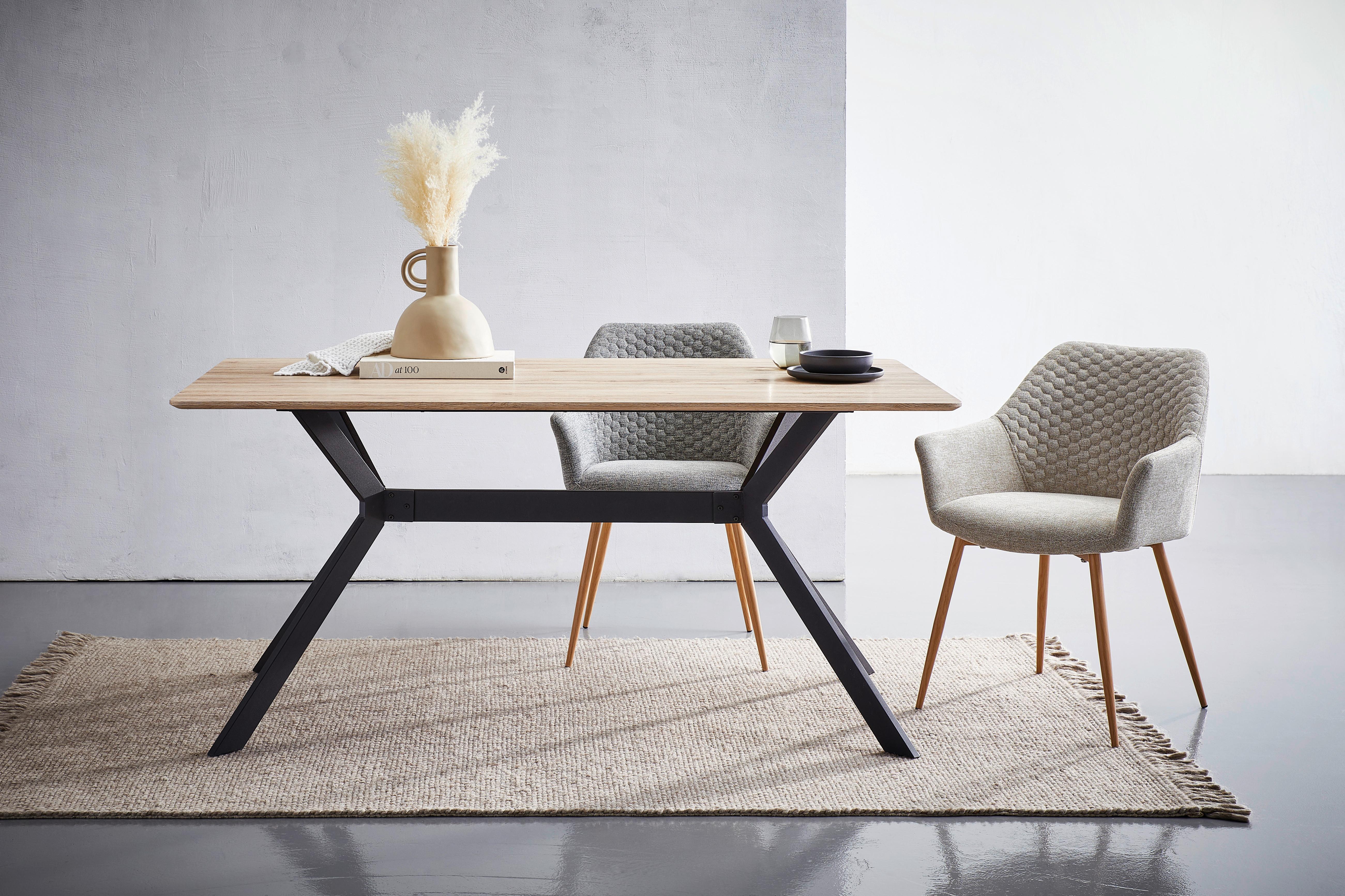 Armlehnstuhl Lara Eichenfarben/Beige Gepolstert - Eichefarben/Beige, KONVENTIONELL, Holz/Textil (56,5/80/58cm) - Livetastic