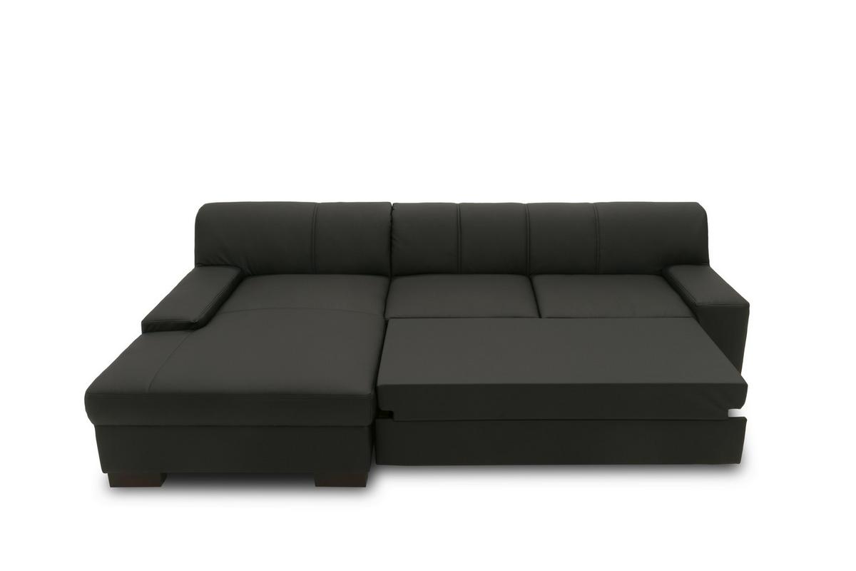 Ecksofa Mit Schlaffunktion Norma Schwarz Lederlook - Wengefarben/Schwarz, Design, Textil (153/268cm) - MID.YOU