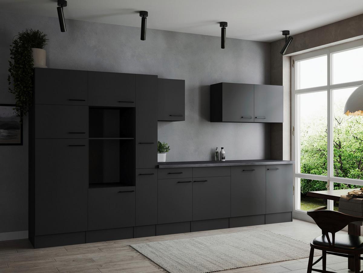 Küchenleerblock Oliver Dunkelgrau B: 370 Cm - Dunkelgrau/Grau, Design, Holzwerkstoff (370cm) - Respekta