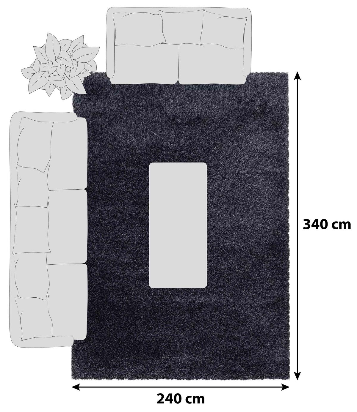 Hochflor Teppich Anthrazit Naturfaser Fluffy 240x340 cm - Anthrazit, Basics, Textil (240/340cm)
