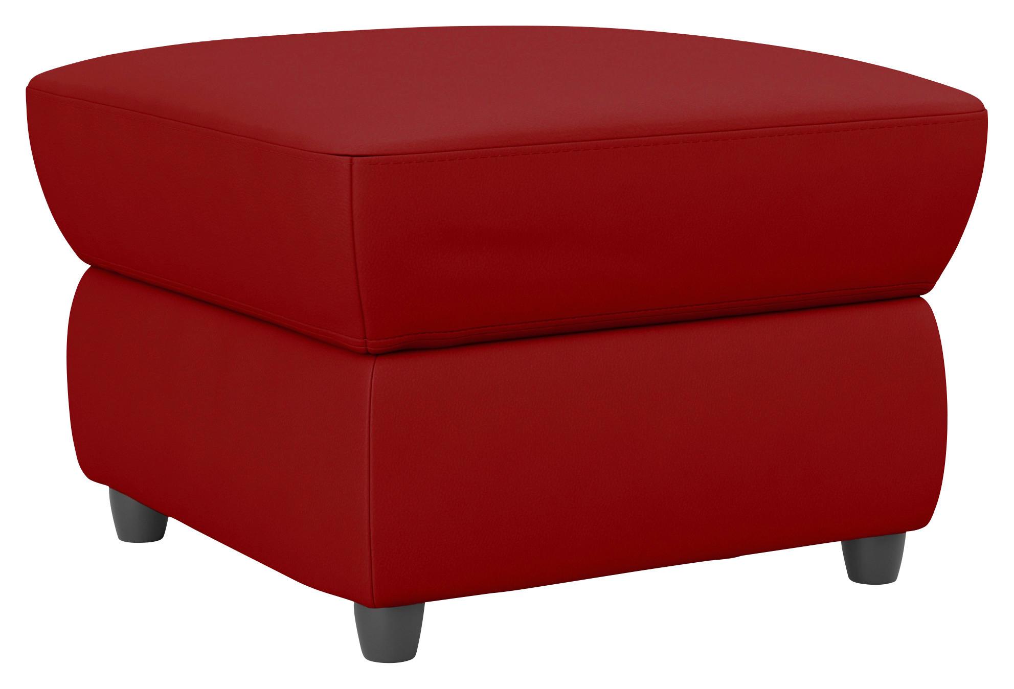 Polsterhocker Boston Rot Lederlook - Rot/Schwarz, KONVENTIONELL, Textil (68/45/68cm) - Livetastic
