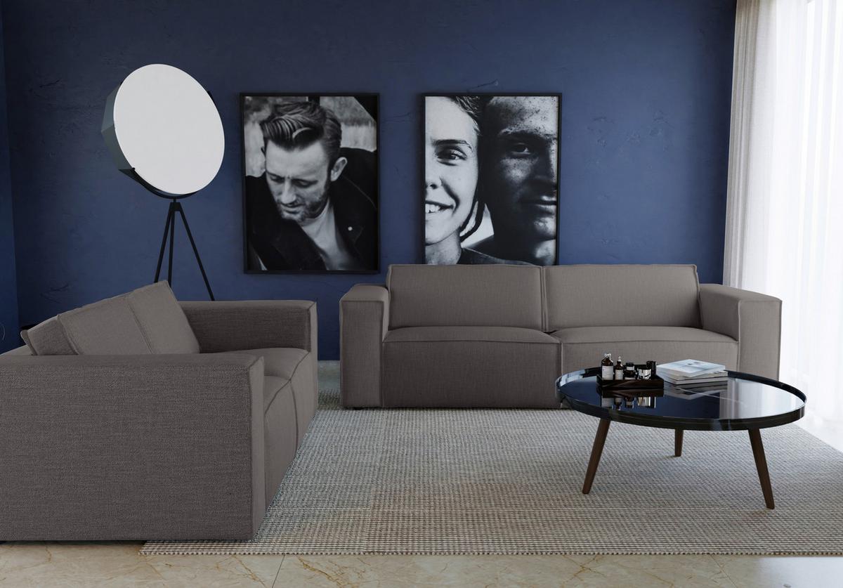 2-sitzer-sofa Dice Dunkelgrau - Dunkelgrau/Schwarz, MODERN, Textil (185/80/102cm) - MID.YOU