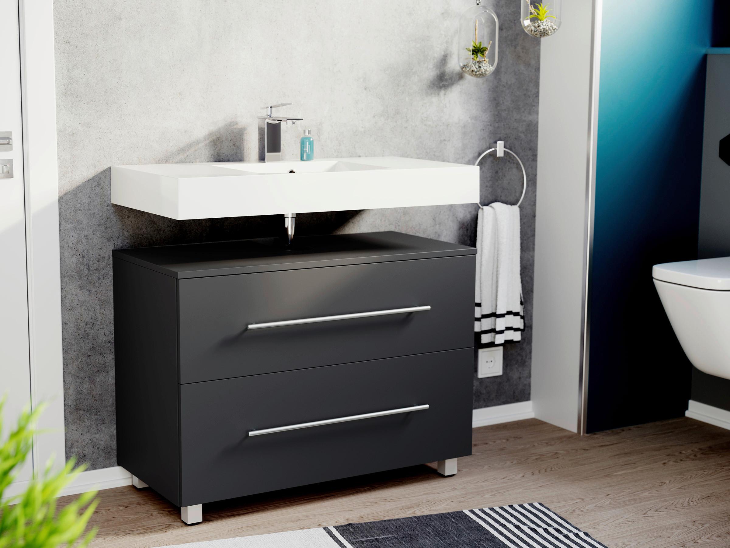 Waschbeckenunterschrank Mondial Graphitfarben B: 85 cm - Graphitfarben, MODERN, Holzwerkstoff (85/63/41,6cm) - MID.YOU