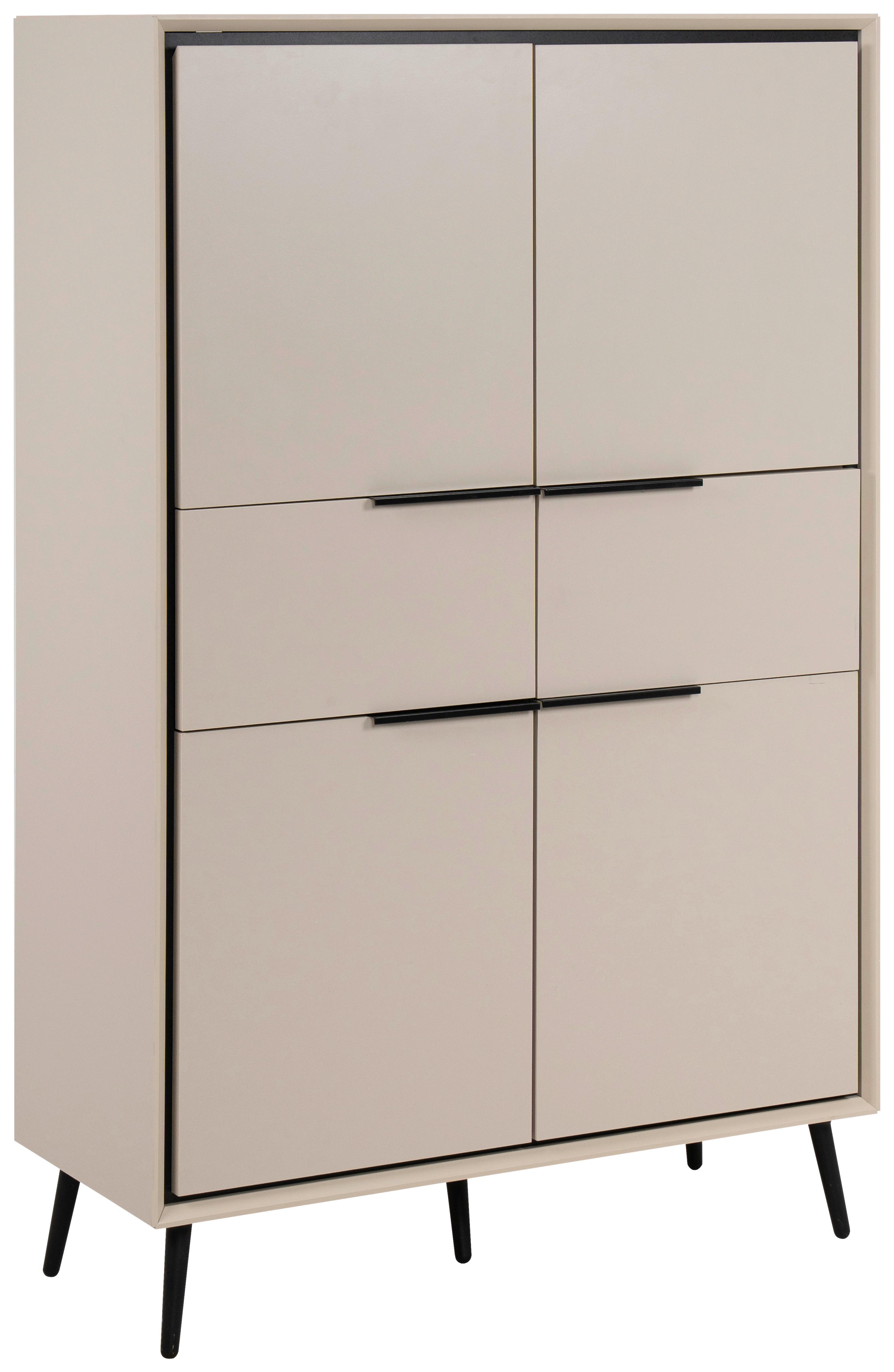 Highboard Arona - Sandfarben/Schwarz, KONVENTIONELL, Holzwerkstoff (90/140/38cm) - Livetastic