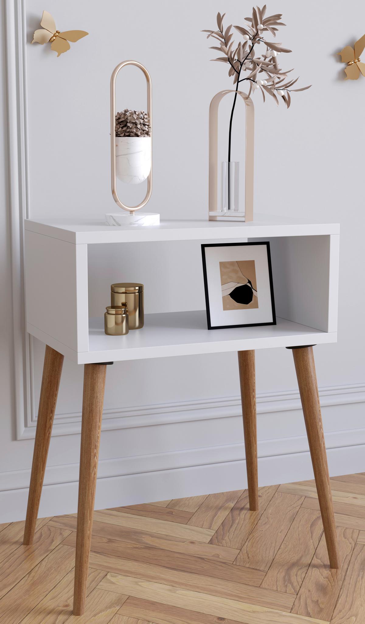 Nachttisch Singol M - Honigeiche/Weiß, MODERN, Holzwerkstoff (44,5/60/30cm) - MID.YOU