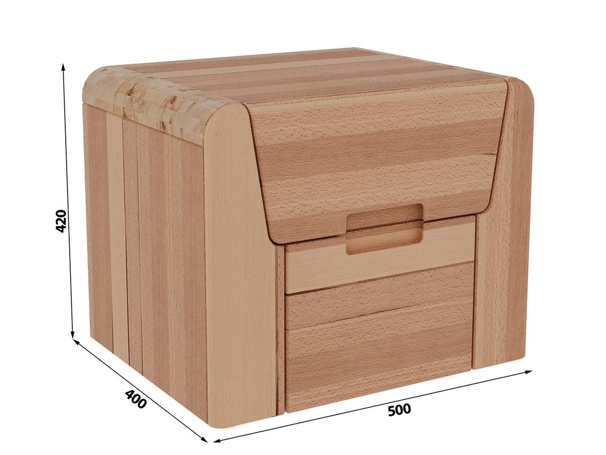 Nachtkästchen Zeno Kernbuche B: 50 cm - Kernbuche, MODERN, Holz (50/40/42cm) - MID.YOU