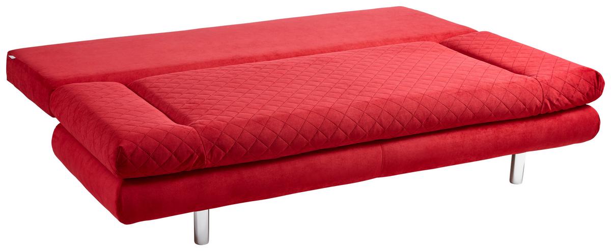 2-sitzer-sofa Mit Schlaffunktion Sorini B:194cm - Chromfarben/Rot, Design, Textil (194/73/91cm) - MID.YOU