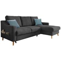 Ecksofa Valentina Schwarz S: 228/150cm - Blau/Schwarz, Design, Textil (228/150cm) - MID.YOU