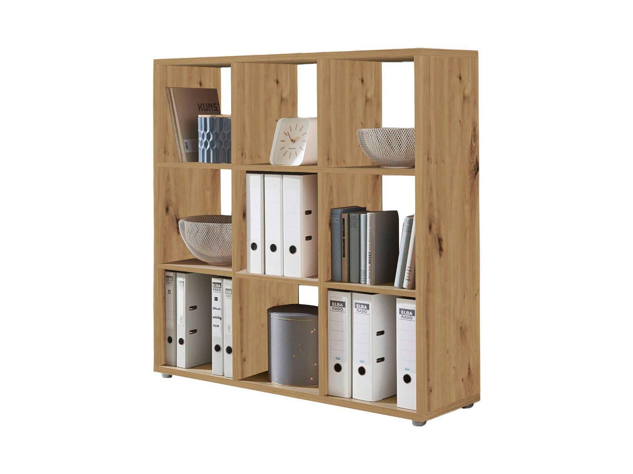 AKTENREGAL Nizza Eiche Dekor B: 106,5cm - Silberfarben/Eiche Artisan, MODERN, Holzwerkstoff (106,5/108,5/33cm) - MID.YOU