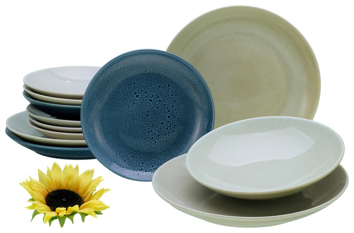 Tafelservice Keramik 4 Personen Geschirr Set - Multicolor, Basics, Keramik - Creatable