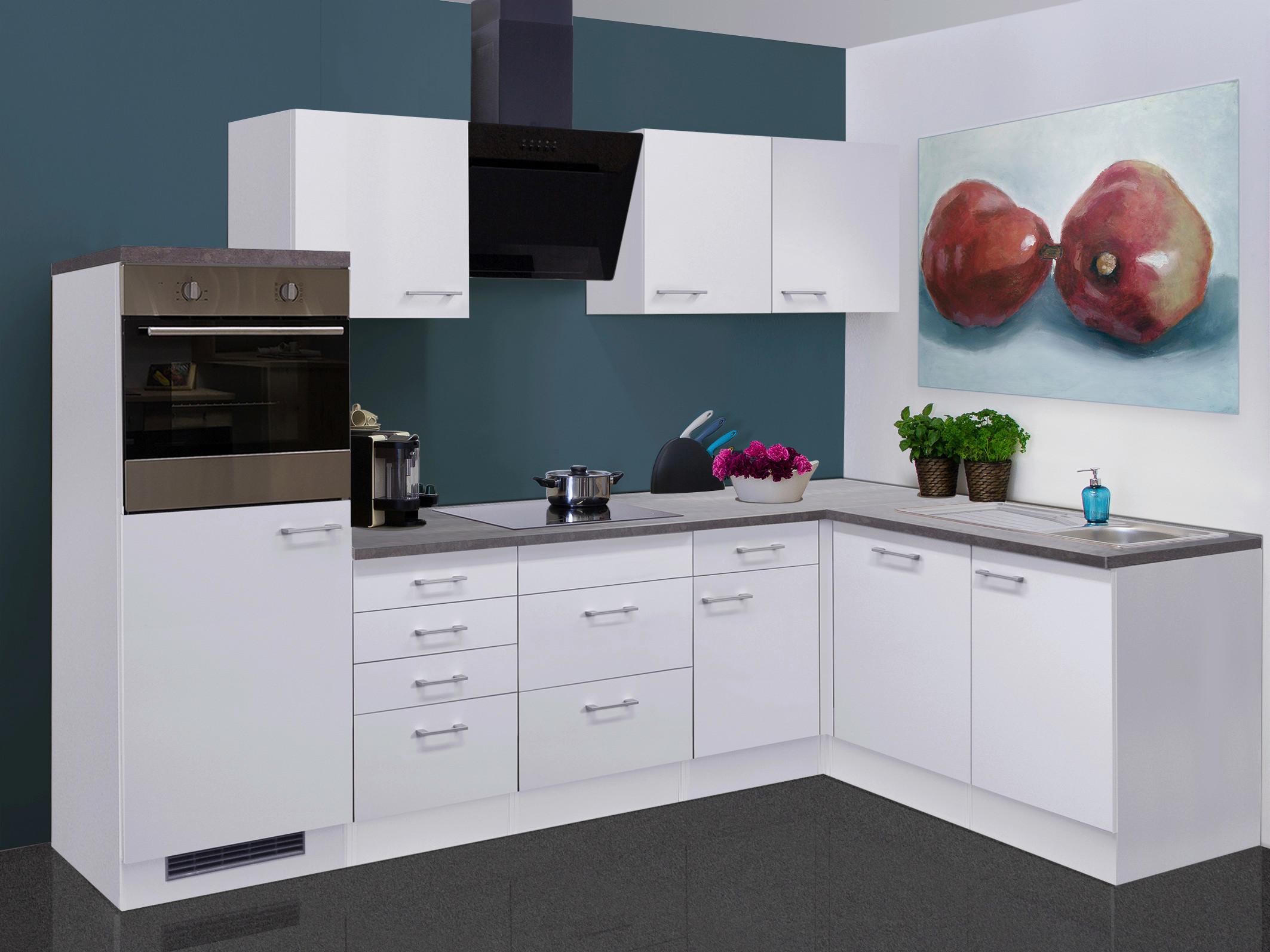 Eckküche Lucca M. Geräten 280x170 Cm Weiß Modern - Graubraun/Weiß, KONVENTIONELL, Holzwerkstoff (280/170cm) - FlexWell