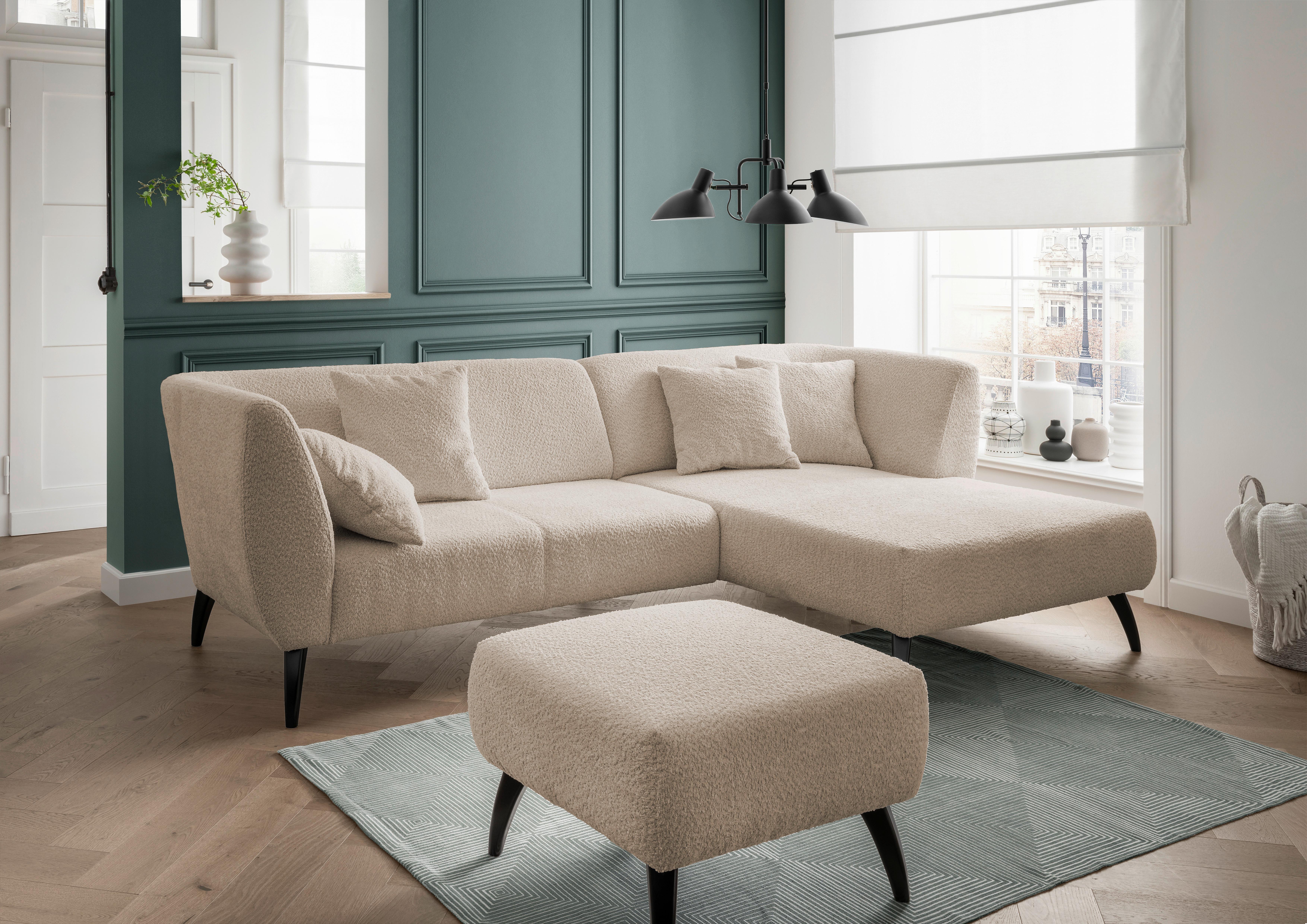 Ecksofa Colori Beige S: 264/160 cm - Beige/Schwarz, MODERN, Holz/Textil (264/160cm) - MID.YOU