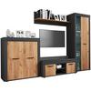 Wohnwand Usilo Anthrazit Honigeiche Dekor - Honigeiche/Anthrazit, Design, Glas/Holzwerkstoff (242/159/37cm) - MID.YOU
