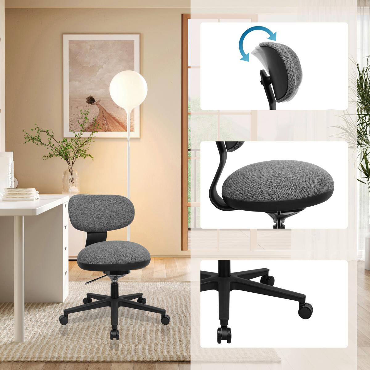 DREHSTUHL Sitmotion Grau B: 48cm - Schwarz/Grau, MODERN, Kunststoff/Textil (48/85/55cm) - MID.YOU