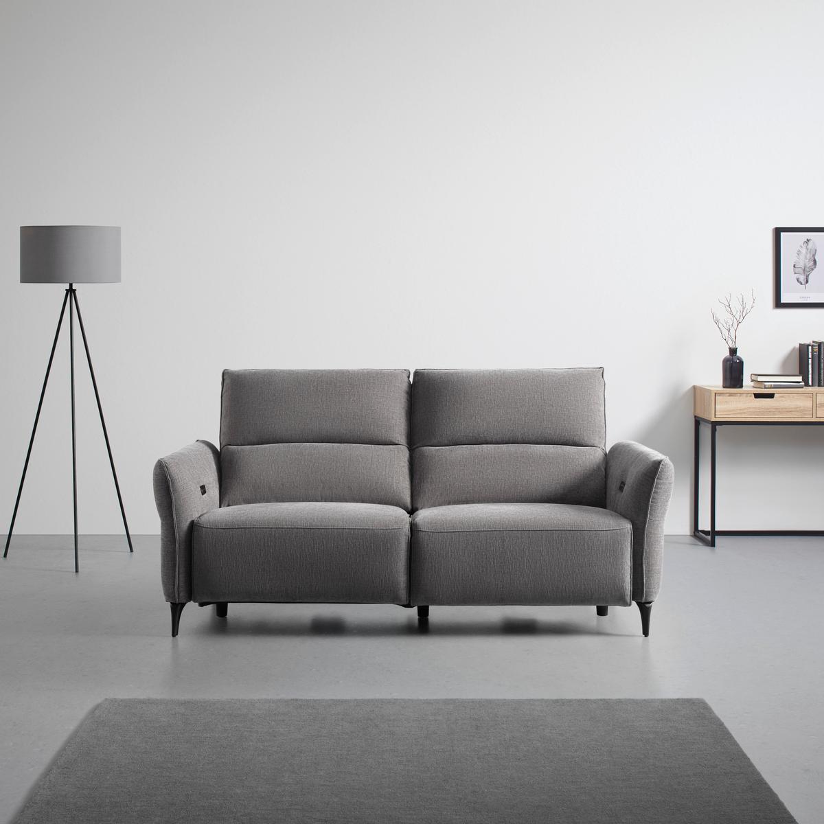 Dvoumístná pohovka CAPE TOWN, šedá, eletrická relax.funkce - černá/tmavě šedá, Moderní, kov/dřevo (200/98/93cm) - Mömax