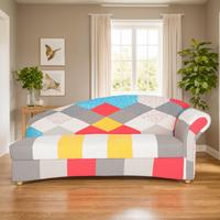 3-Sitzer Loretta ca.193x83x85 cm, Armlehne rechts - Hellbraun/Multicolor, Basics, Holz/Textil (193/83/85cm)
