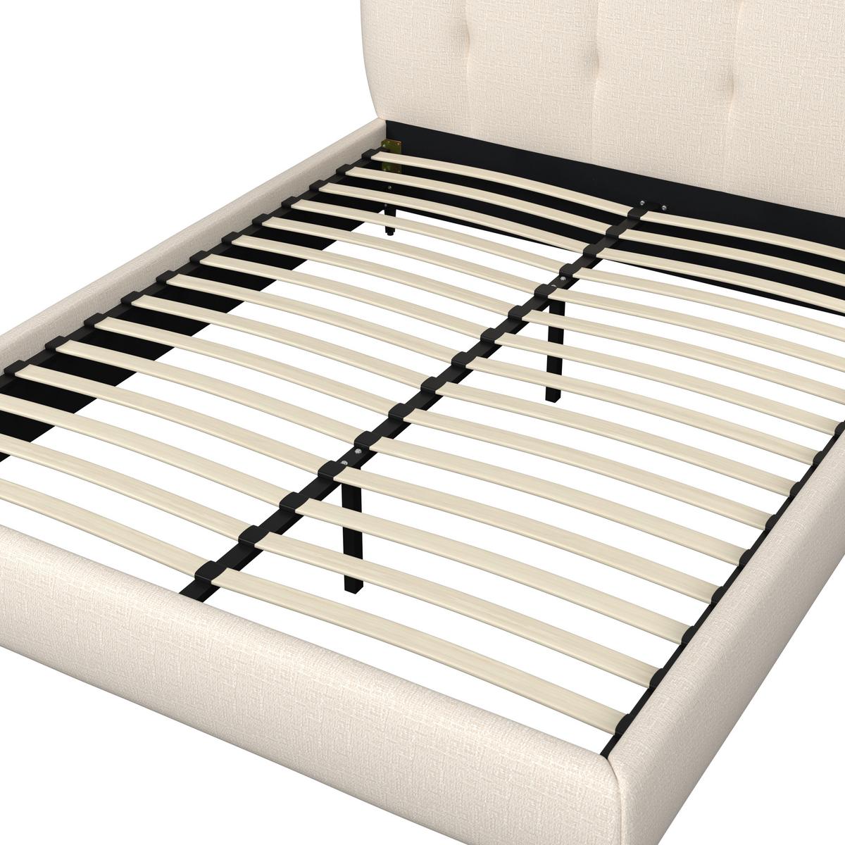 Čalouněná postel GLARIS 160x200 cm, krémová - černá/barvy dubu, Moderní, kov/dřevo (160/200cm) - Bessagi Home