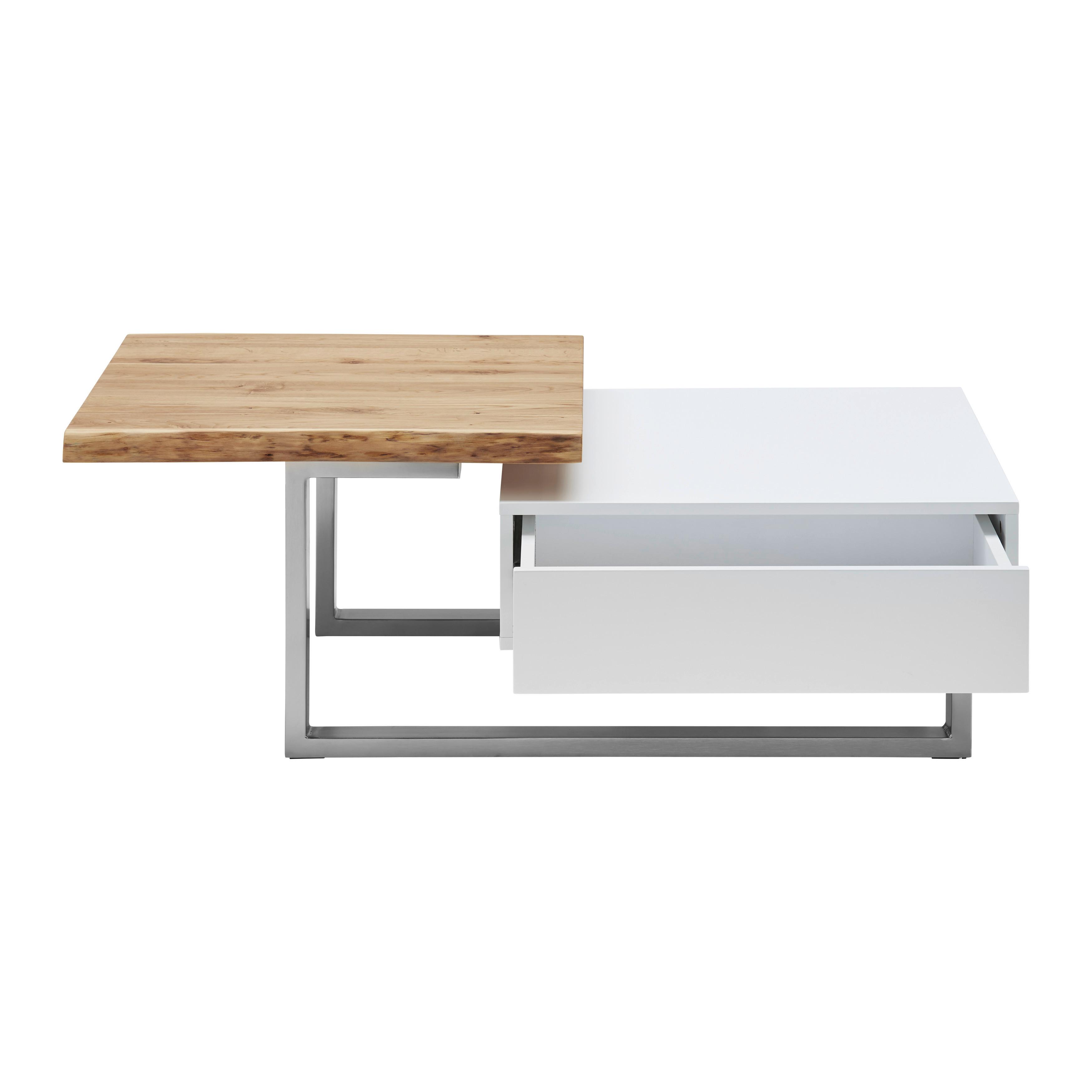 Konferenčný stolík CARLOS - biela/farba duba, Modern, kov/drevo (110/61/40cm) - Modern Living