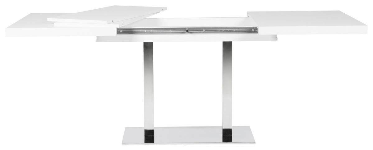 Kihúzható Étkezőasztal Quadrato - nemesacél/fehér, Modern, faalapú anyag/fém (120/80/75cm)