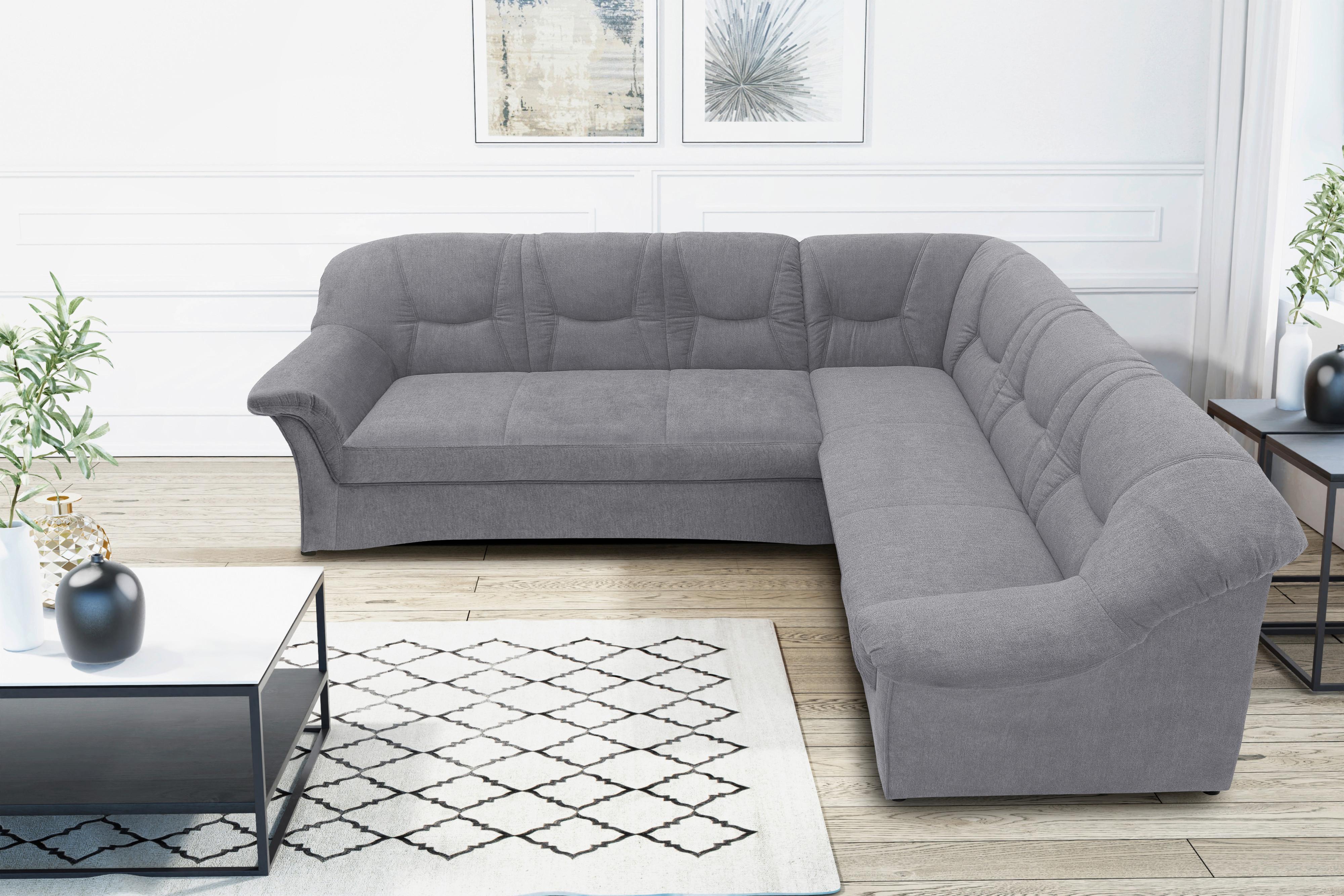 Ecksofa Sarafina Dunkelgrau S: 240x190 Cm - Dunkelgrau/Schwarz, KONVENTIONELL, Textil (240/190cm) - MID.YOU