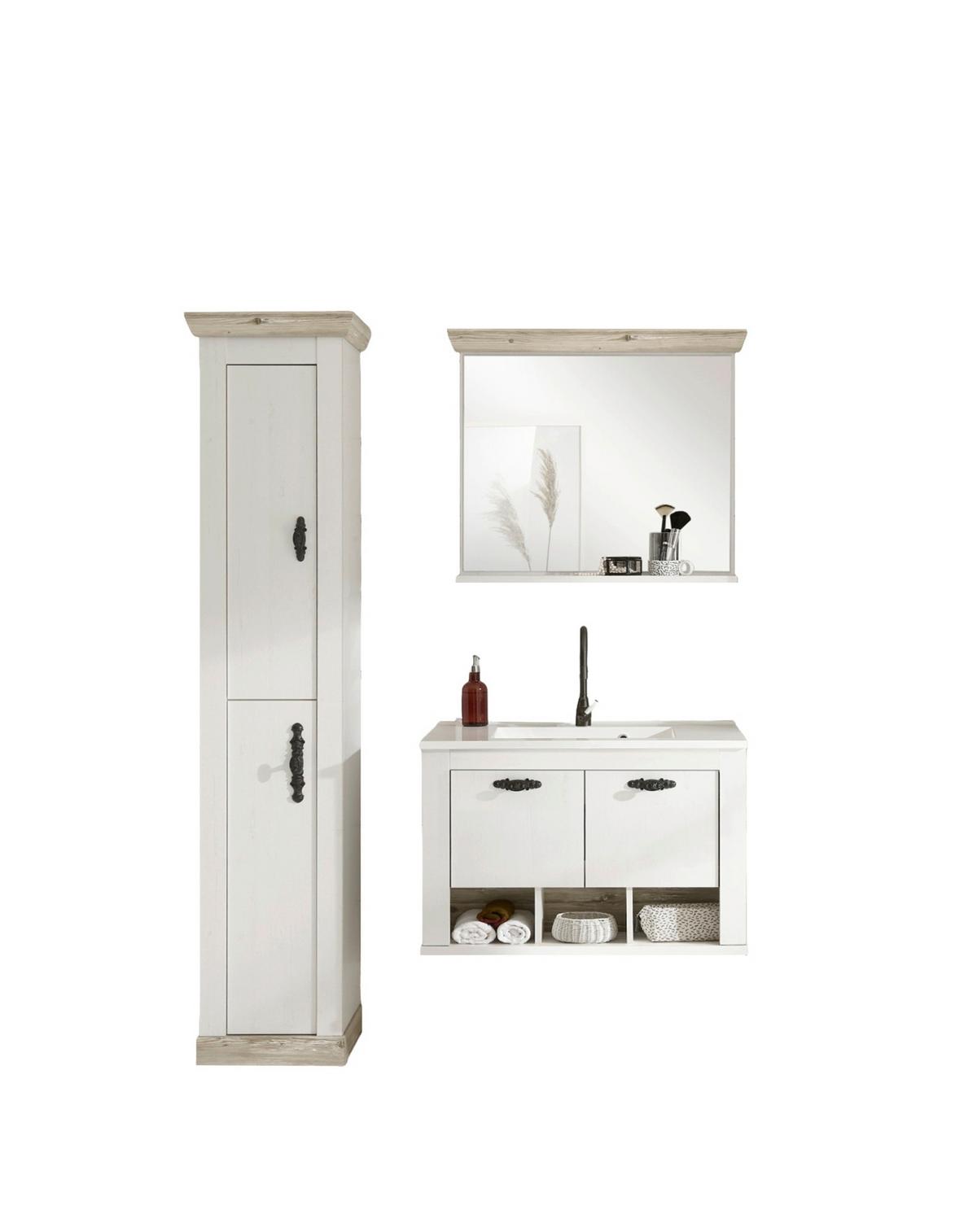 Badezimmer Florenz Pinienfarben B: 143cm - Weiß/Pinienfarben, Design, Naturmaterialien/Holzwerkstoff (143/200/46cm) - MID.YOU