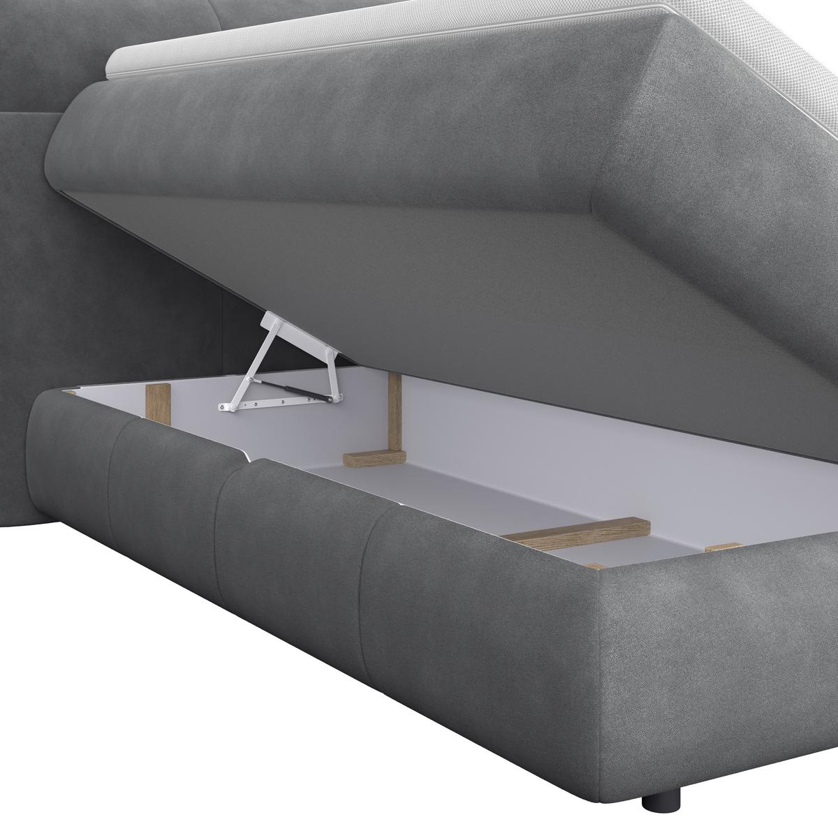 Boxspringbett Carmelo Anthrazit 160x200 cm H4 - Anthrazit/Schwarz, Trend, Textil (160/200cm)