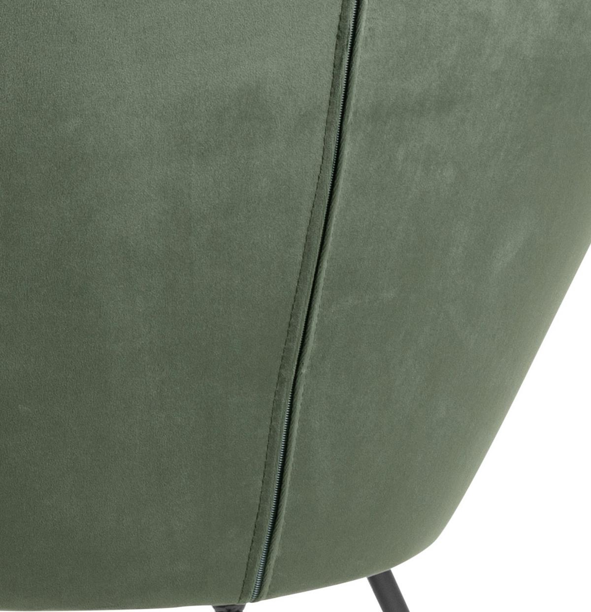 Schalenstuhl Center Dunkelgrün Samt Gepolstert - Dunkelgrün/Schwarz, Trend, Textil (82,0/79,0/72,5cm) - Livetastic